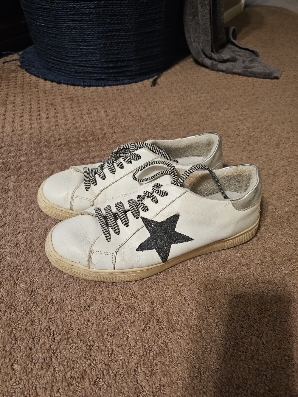 Steve Madden White Sneakers with Black Star Accent